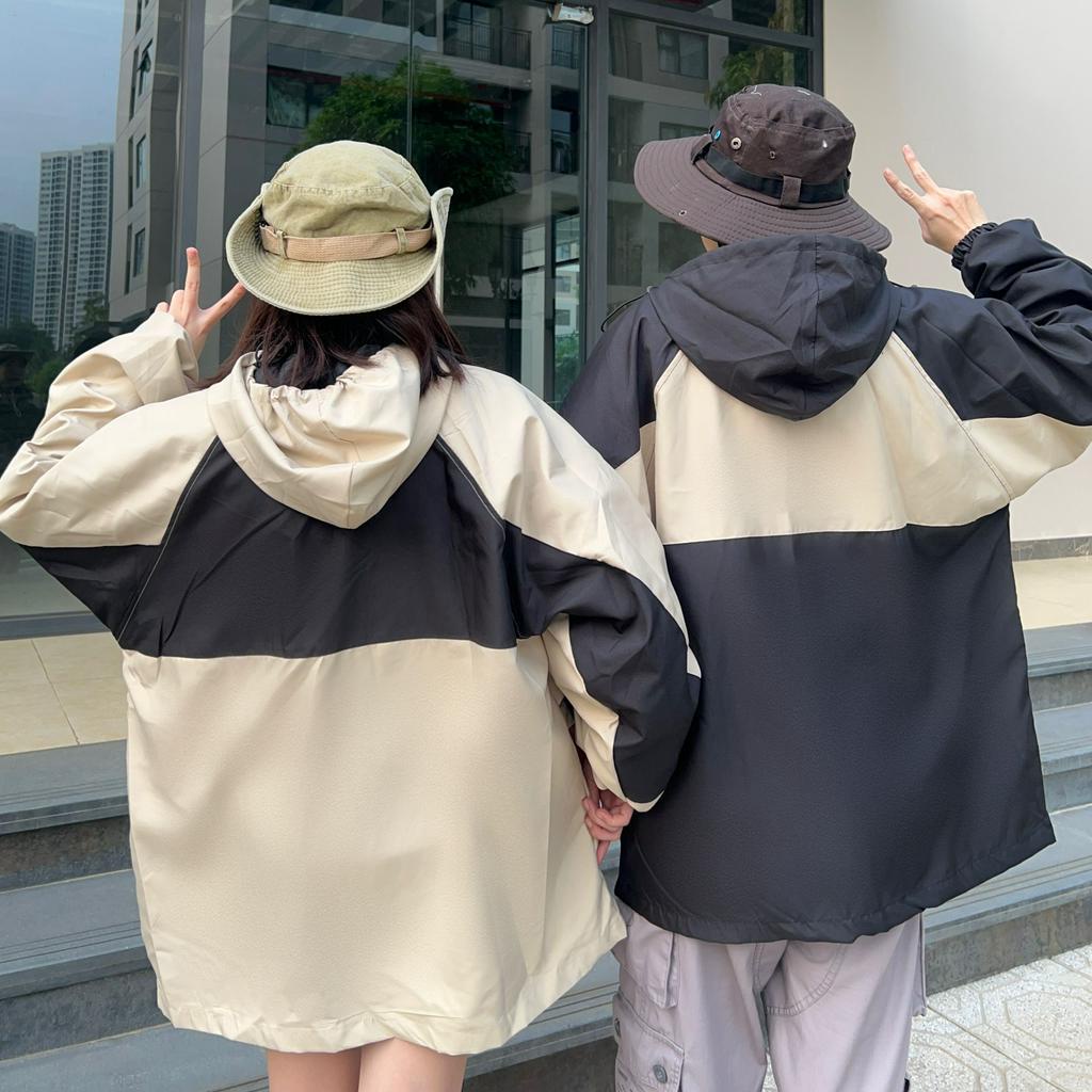 Áo khoác dù 2 lớp có nón dày dặn CAMPING nhiều màu form rộng nam nữ_SSSTore