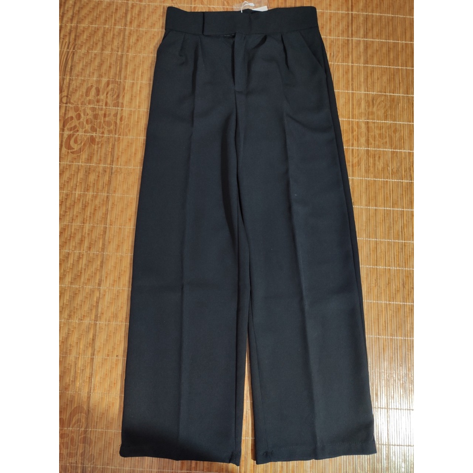 Quần tây ống rộng lưng cao đi học khóa kéo vải tuyết mưa mềm - Quần ống Suông dài nữ cạp cao dáng dài đứng mặc công sở