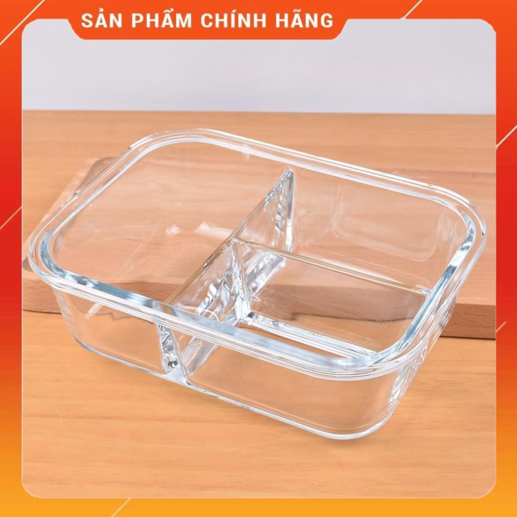 CHÍNH HÃNG -  Hộp đựng cơm thủy tinh,hộp thủy tinh chia 2 ngăn, 3 ngăn,hộp thủy tinh đựng thực phẩm,thức ăn