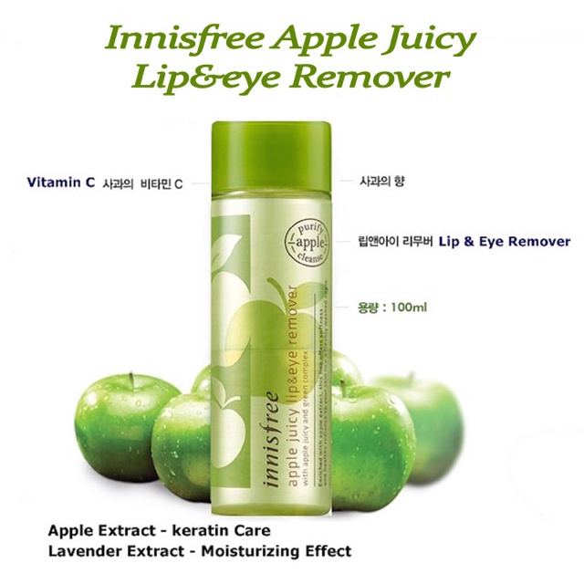 Tẩy Trang Mắt Môi Táo Xanh Innisfree Apple Juicy Lip &amp; Eye Remover