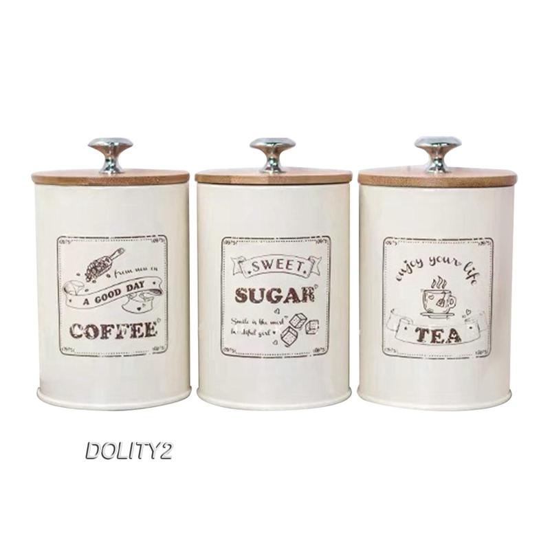 Set 3 Hũ Đựng Đường / Trà / Cà Phê Có Nắp Đậy Dùng Cho Nhà Bếp