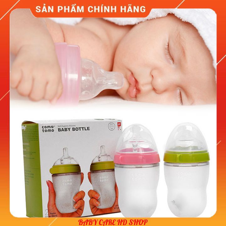 Bình Sữa COMOTOMO Cho Bé 🧡[FREESHIP]🧡 Silicon cao cấp 250 ml