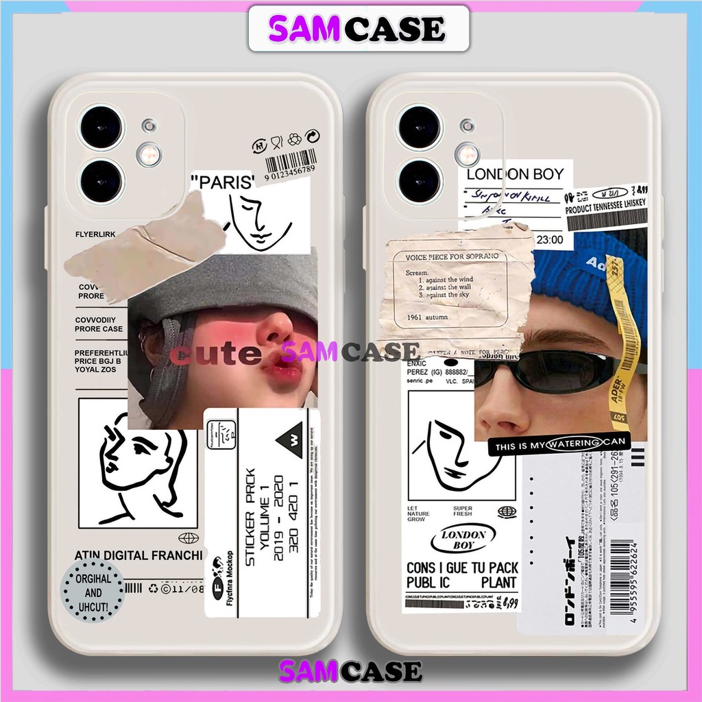 Ốp lưng iPhone cặp đôi cạnh viền vuông silicon mềm dẻo cho iphone 6/6s/7/8/X/XS/XR/11/12/13/14 Pro Plus Max dễ thương