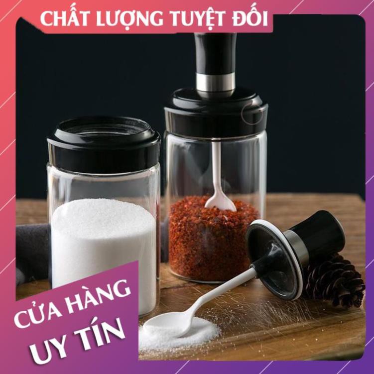 [Hàng loại 1] Hủ đựng gia vị kèm muỗng, lọ đựng gia vị thủy tinh có nắp thìa  - LanChiMart