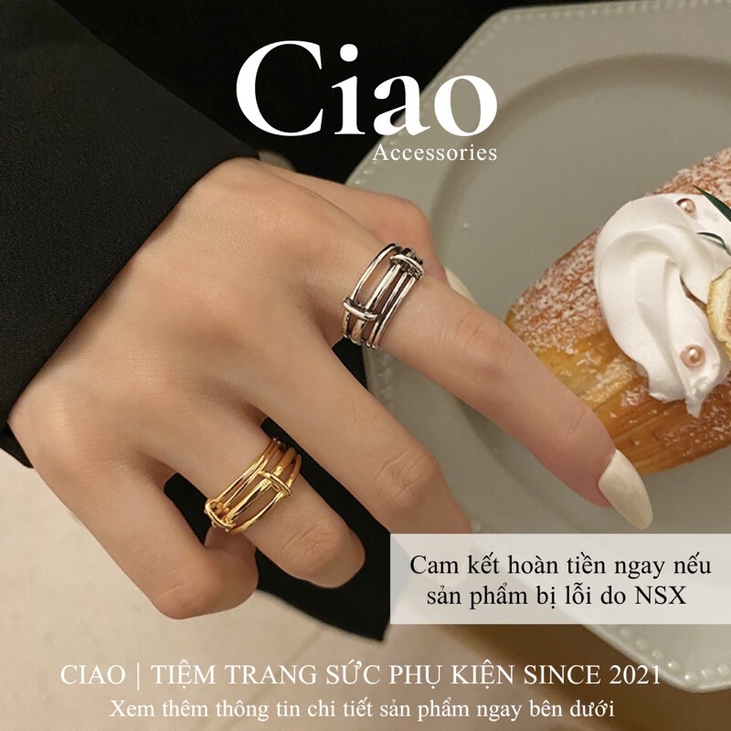 [HOẢ TỐC 1H] Nhẫn mạ bạc S925 thiết kế hoạ tiết tinh tế phong cách trendy Richard Ciao