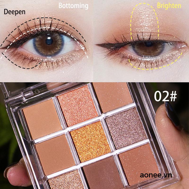 ✨✨Bảng Phấn Mắt 9 Màu Tông Nude Ánh Kim Tuyến Lấp Lánh Lâu Trôi
