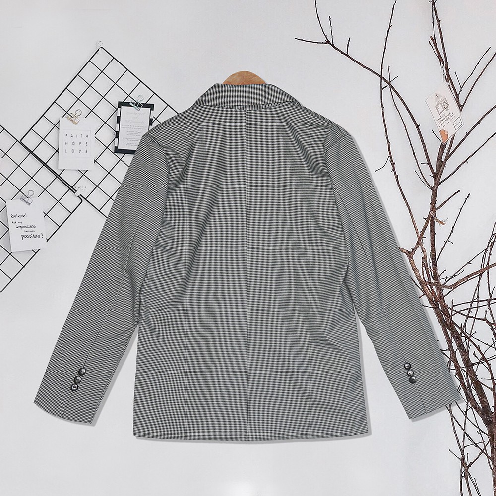 [Ảnh Thật] Áo Khoác Blazer Dạ Nam Nữ Túi Hộp Caro Phong Cách Hàn Quốc Năng Động Trẻ Trung BZ15