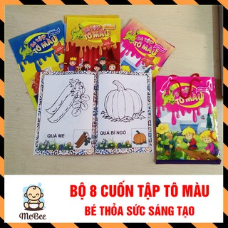 Combo 8 quyển Tập tô màu nhiều chủ đề cho bé