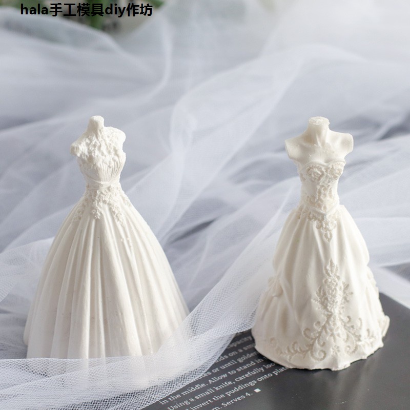 Khuôn silicone 3D tự làm thủ công nến thơm thạch cao khuôn kẹo bánh hình Cô dâu Chú rể wedding