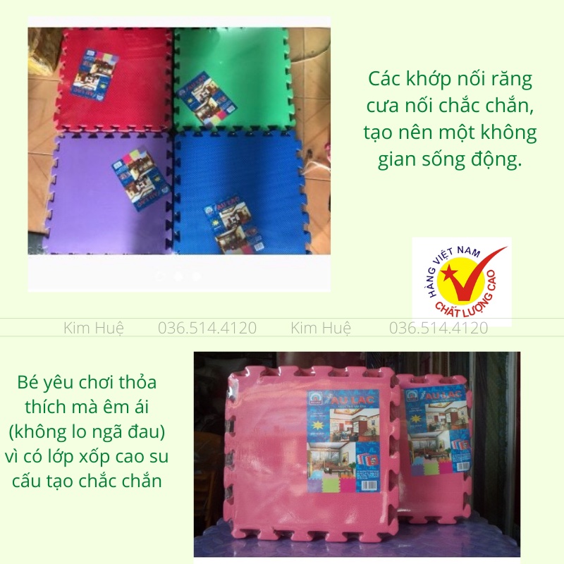 Thảm xốp ghép cho bé trải lót sàn nhà Âu Lạc 42x42cm trơn một màu (tấm lẻ)