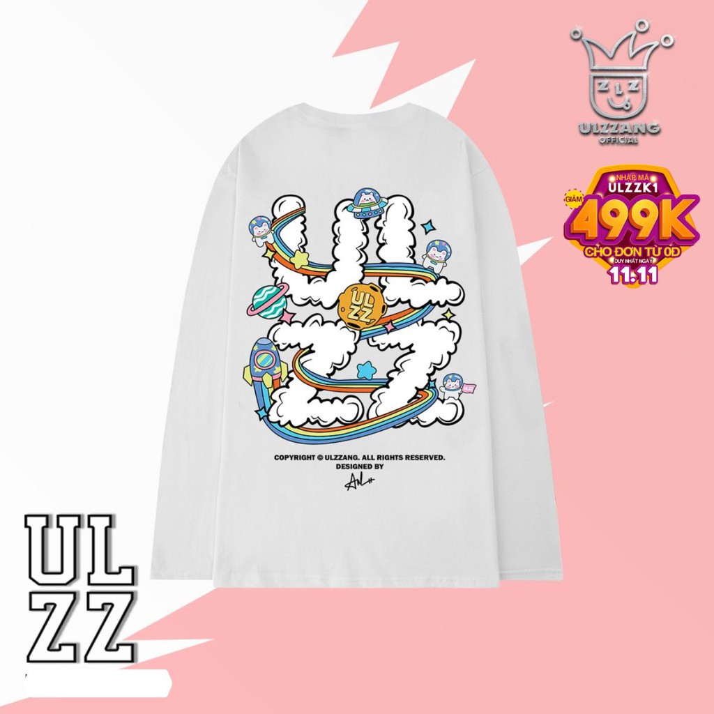 Áo thun dài tay local brand ULZZ ulzzang form dáng rộng unisex cloud astronaut U-38