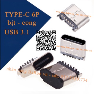 Cổng USB 3.1 TYPE-C dùng cho sạc nhanh, chân cắm điện thoại loại 6 pin