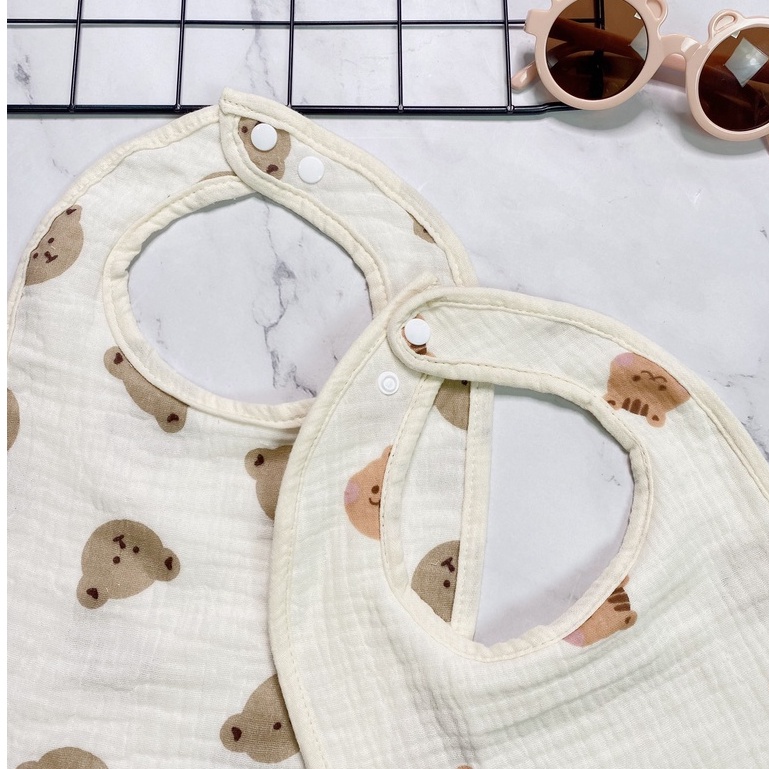 Yếm vuông chữ U, chất xô muslin kiểu dáng Hàn Quốc thoáng mát thấm hút cực nhanh