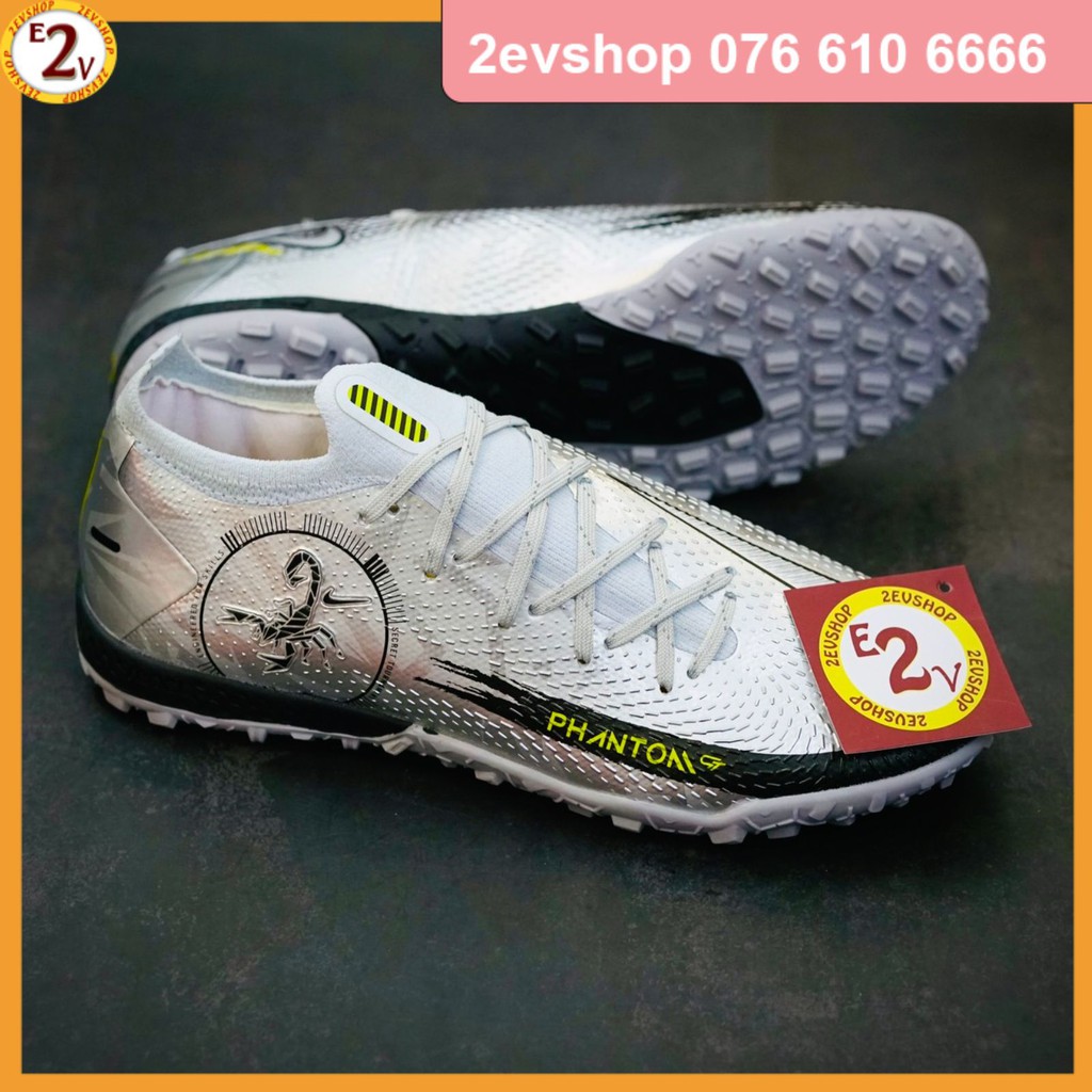 Giày đá bóng thể thao nam 𝐏𝐡𝐚𝐧𝐭𝐨𝐦 𝐆𝐓 Xám sợi dệt dẻo nhẹ, giày đá banh cỏ nhân tạo chất lượng - 2EV