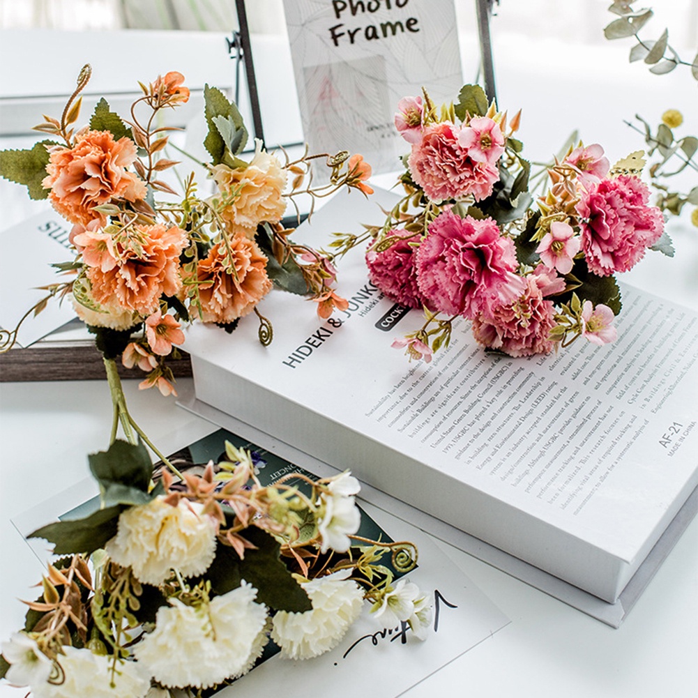 1 Nhánh Hoa Cẩm Chướng Nhân Tạo Trang Trí Nhà Cửa / Tiệc Cưới Diy