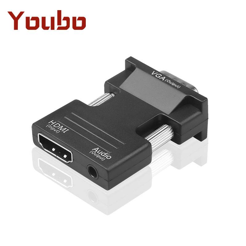 Đầu chuyển đổi HDMI sang VGA với cáp âm thanh hỗ trợ 1080P chất lượng cao