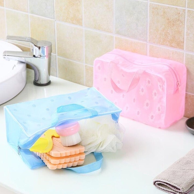 Túi Đựng Mỹ Phẩm Bằng PVC Trong Suốt Sức Chứa Lớn Họa Tiết Hoa Sáng Tạo