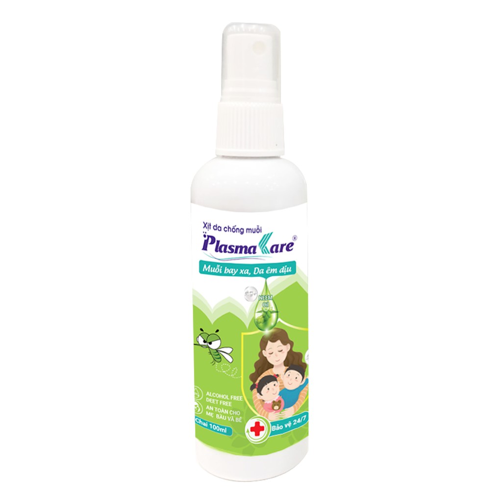 Xịt da chống muỗi PlasmaKare 100ml xua đuổi Muỗl, xẹp vết đốt, Viện Sốt rét - KST -Côn trùng TƯ đã chứng nhận hiệu quả