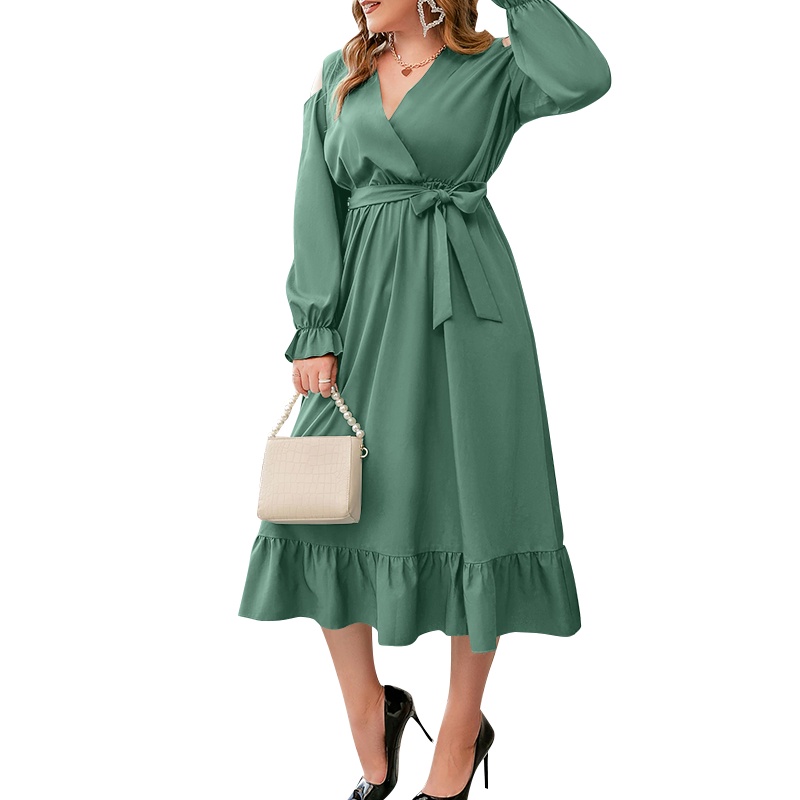 Đầm Zanzea tay dài cổ chữ V phong cách Châu Âu thời trang cho nữ