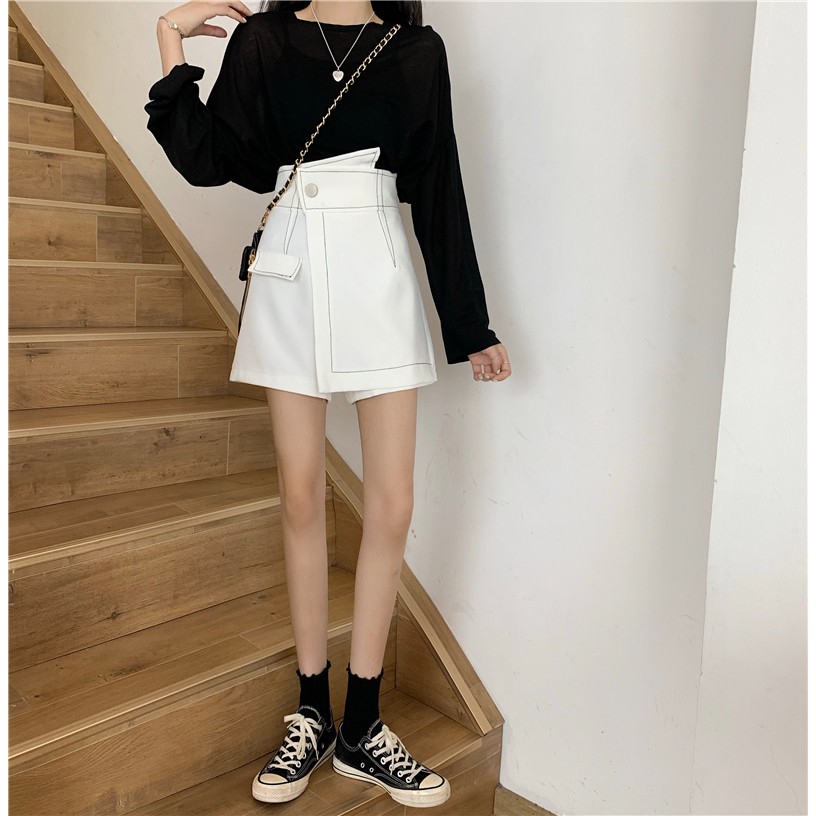 Xiaozhainv Chân Váy Chữ A Lưng Cao Kiểu Lệch Cá Tính Thời Trang Hàn Quốc | BigBuy360 - bigbuy360.vn