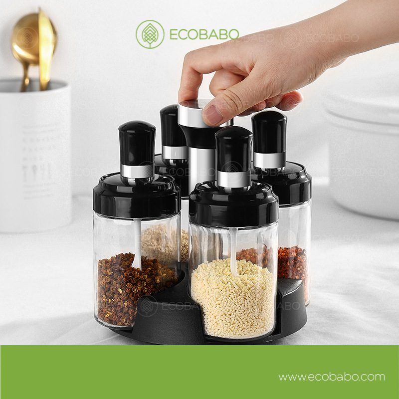 Hũ đựng gia vị kèm muỗng - Lọ đựng gia Vị tiện ích - trang trí cho nhà nếp - ECOBABO