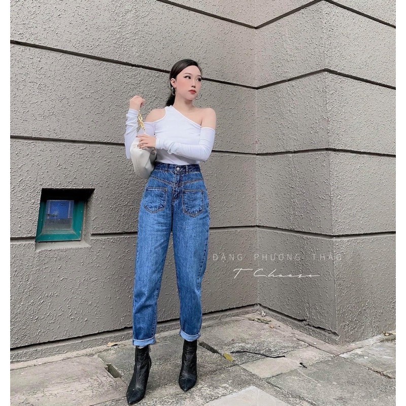 Quần baggy jean nữ MS87 ✈️FREESHIP✈️ quần baggy jean nữ lưng cao size đại túi kiểu hàng VNXK thời trang bigsize 2Kjean