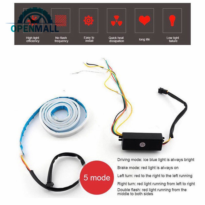 Dây đèn LED 1.2m 12V 4 màu gồm 36 bóng dùng trang trí đuôi xe hơi tiện dụng