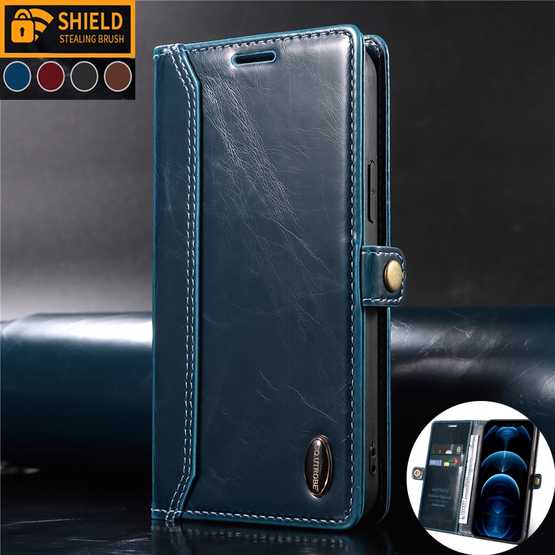 Bao Da Điện Thoại Nắp Gập Từ Tính Chống Nước Chống Trộm Cho Samsung S22 S21 S20 FE Ultra