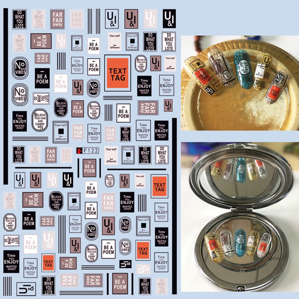 1 Tấm Hình Dán Trang Trí Móng Tay Họa Tiết Gấu Trúc Và Chữ Cái Diy