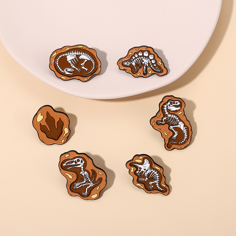 Huy Hiệu Cài Áo Hình Khủng Long / Đầu Lâu Hóa Thạch / Khủng Long Tráng Men Độc