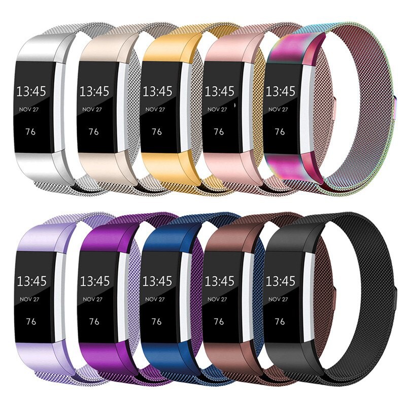 Dây thép dán nam châm Milanese Loop Stainless Steel cho đồng hồ sức khỏe Fitbit Charge 2