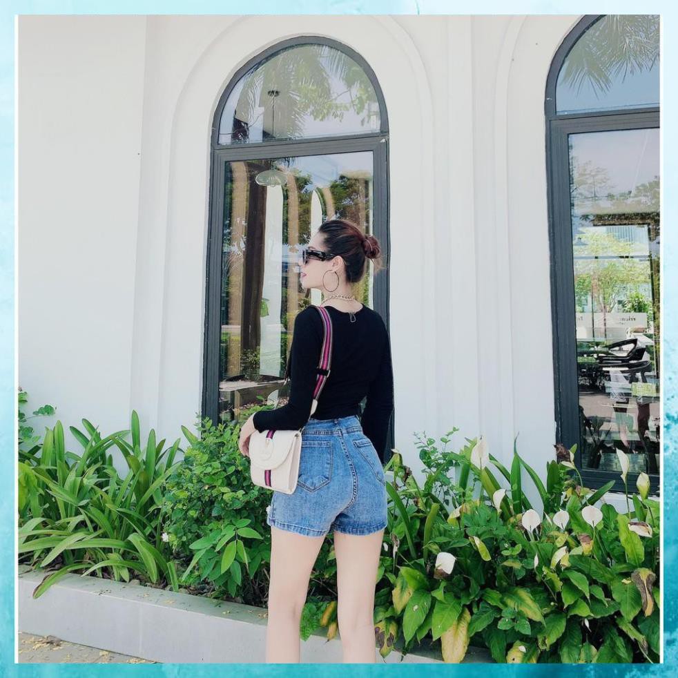 [TH Jeans] Quần shorts jeans nữ, quần giả váy chất liệu co giãn, lưng cao vạt lệch. Mã V1115 | BigBuy360 - bigbuy360.vn