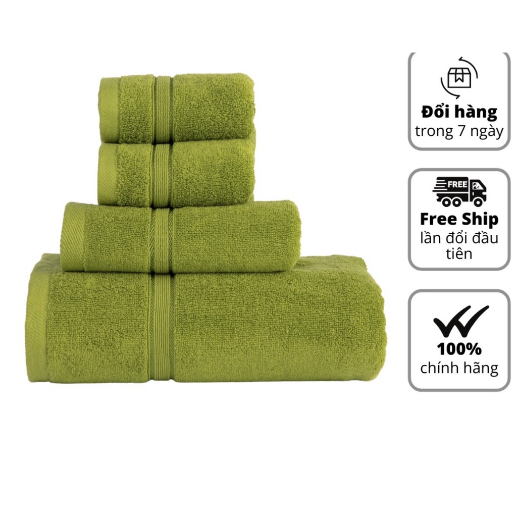 Combo 4 Khăn tắm gội mặt cao cấp 100% cotton siêu thấm hút, không sổ lông, không phai màu