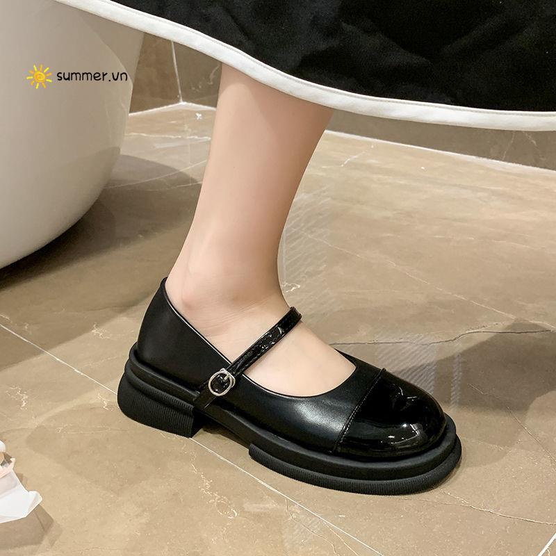 Giày Da Gót Dày Vừa Phong Cách Nhật Bản Thời Trang Xuân Thu Dành Cho Nữ 2022