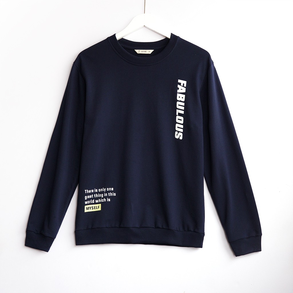 Áo nỉ nam SAYME áo sweater dài tay thu đông vải cotton da cá dày dặn ấm áp MCSI0011