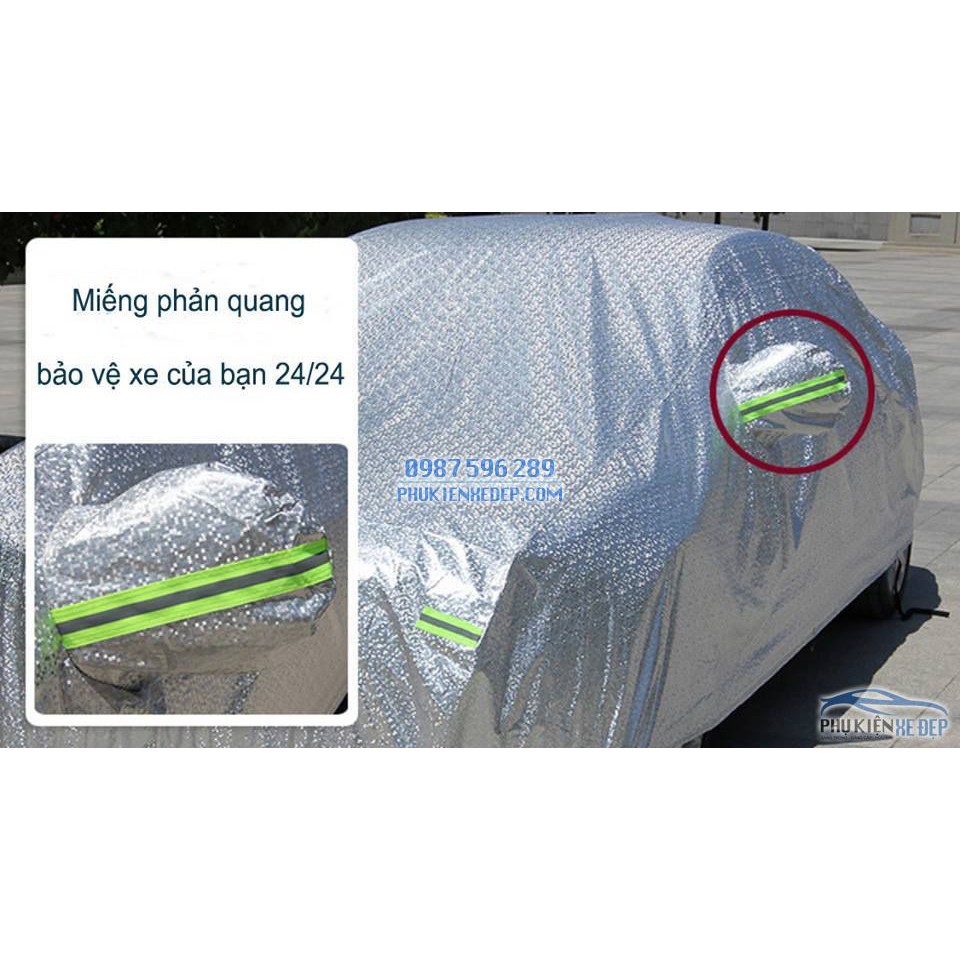 Bạt phủ xe ô tô SUV tráng nhôm 3 lớp, bạt phủ dùng cho xe 5 và 7 chỗ dòng xe SUV, bạt tráng phản quang chống mưa nắng