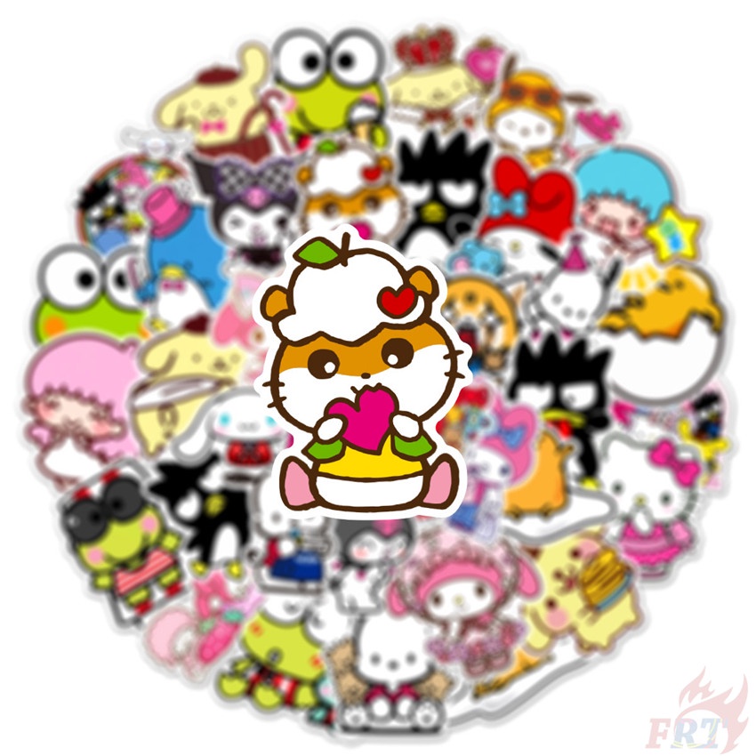 ❉ Sanrio Cartoon Kawaii Character Mixed Series 04 Stickers ❉ 50Pcs/Set Q Melody Kuromi Kerokero Keroppi Cinnamoroll Hello Kitty DIY Fashion Luggage Laptop Skateboard Decals Doodle Stickers