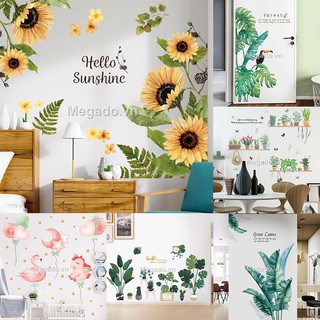 Decal dán tường nhiều mẫu lá xanh cây xanh hàn quốc [D17-1004]