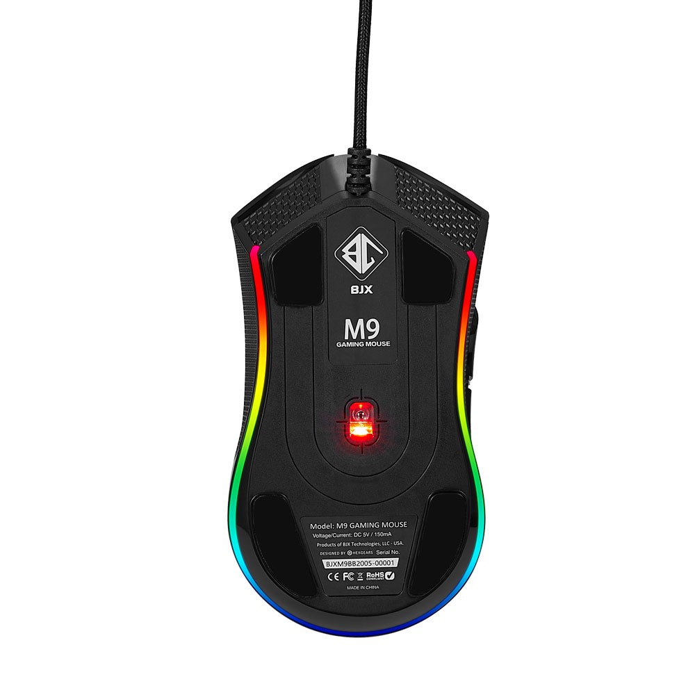 CHUỘT GAMING BJX M9 RGB Led (Cảm biến cao cấp PMW3325, DPI 5000 7 Level, Switch KAILH bất tử 60 triệu lần nhấn)