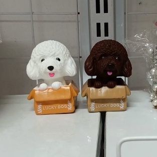 Phụ kiện trang trí bánh kem sinh nhật hình chú chó Teddy màu trắng dễ thương
