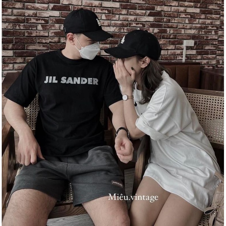 Áo phông nữ, áo thun nữ hàng đẹp mặc đôi nam nữ in chữ jil sander hàng unisex form rộng