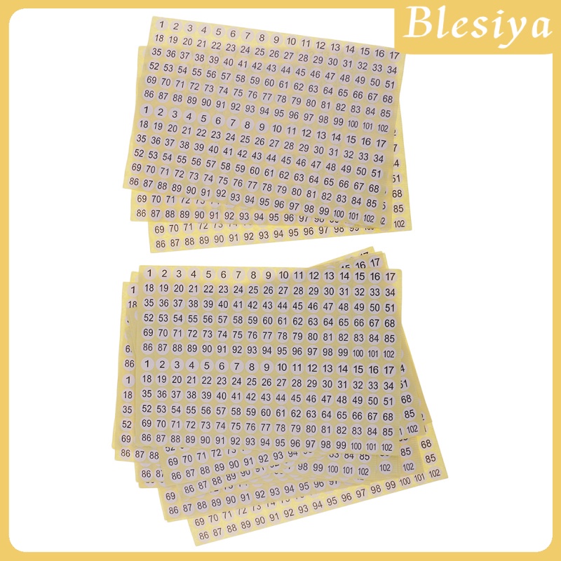 15 Tờ Nhãn Dán Đánh Dấu Số 1-102 Chấm 10mm