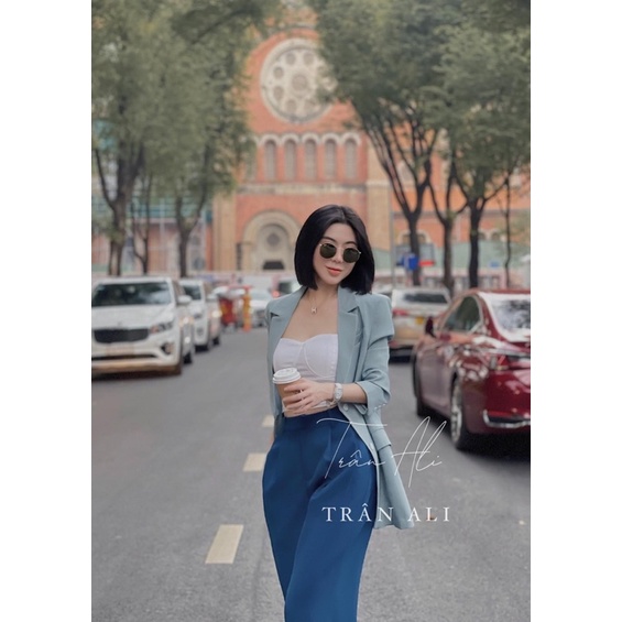 SET VEST 3 MÓN : ÁO VEST XANH TÂY + ÁO LÓT + QUẦN BAGGY TÂY