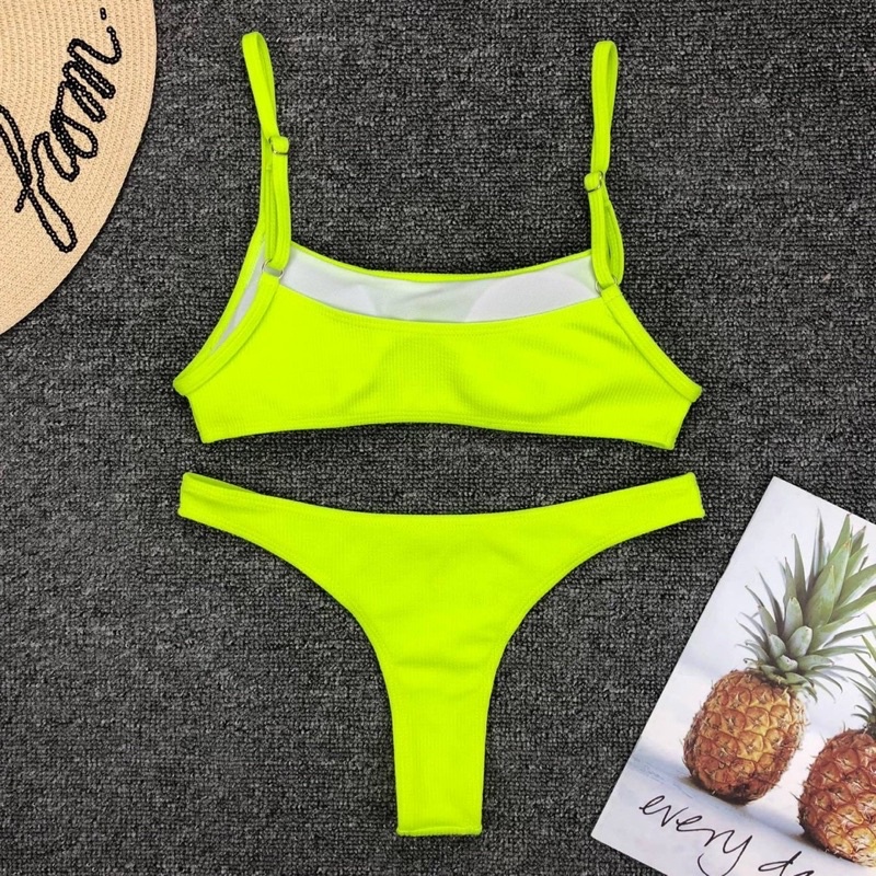 BIKINI 2 MẢNH CHẤT THUN TĂM BASIC FORM QUẦN THONGS SEXY 2M0018