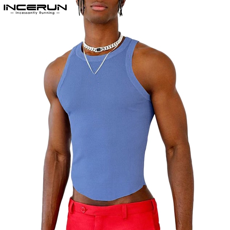 Áo thun ba lỗ Incerun màu sắc đơn giản thích hợp cho nam