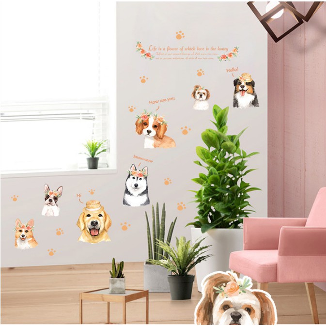 Decal trang trí tường Các Chú Chó đáng yêu