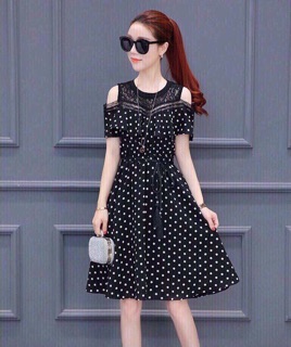 ĐẦM XÒE CHẤM BI ĐÔ REN LỤA CÁT