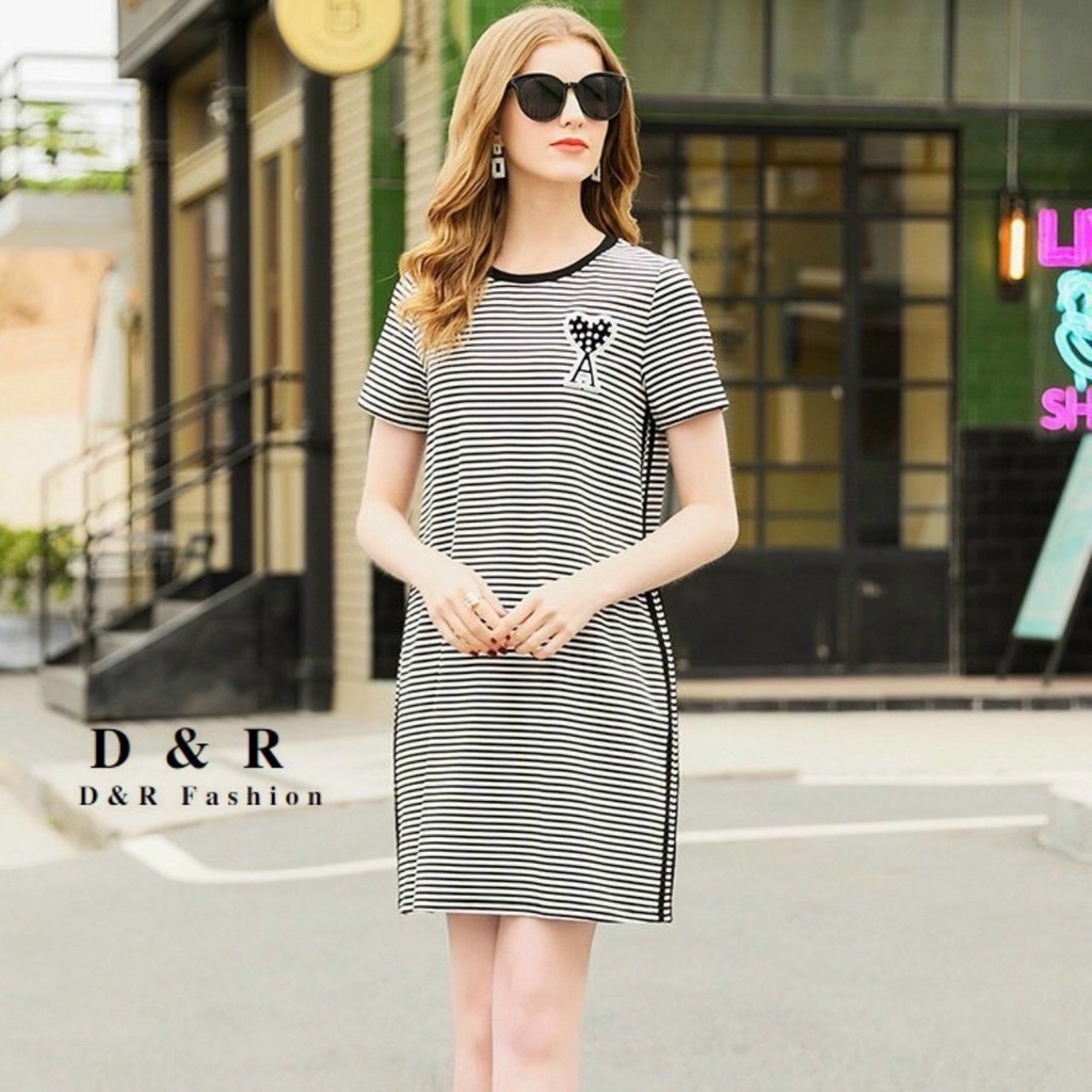 Đầm thiết kế, đầm trung niên, chất thun đẹp hàng quảng châu nữ hiệu DR Fashion size S M L XL XXL