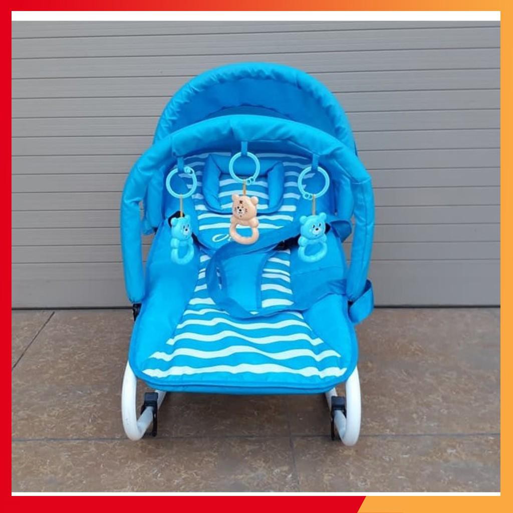 (đổi trả ko giống mô tả) Ghế rung ăn bột cho bé (Có bảo hiểm + đồ chơi + mái che + điều chỉnh nằm ngồi)