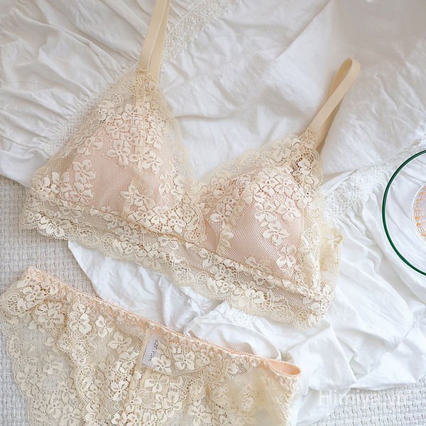 Áo Ngực Hình Tam Giác Không Gọng Phối Ren Phong Cách Nhật Bản Dành Cho Nữ